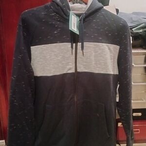 Men's Navy and Gray Hooded Jacket